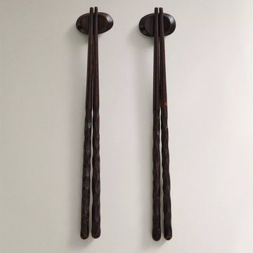 Chopsticks and Wooden Stand - Set of 2