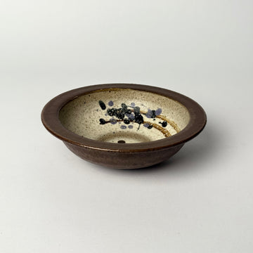 Larry Shep Brown & Blue Dotted Bowl [VINTAGE]