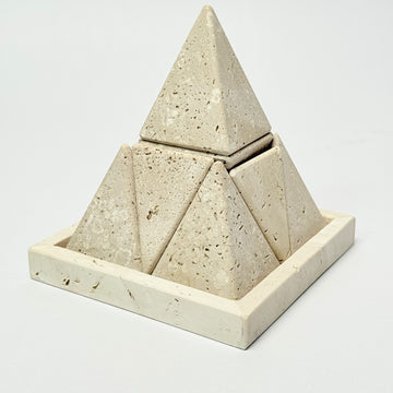 Travertine Pyramid Puzzle Object